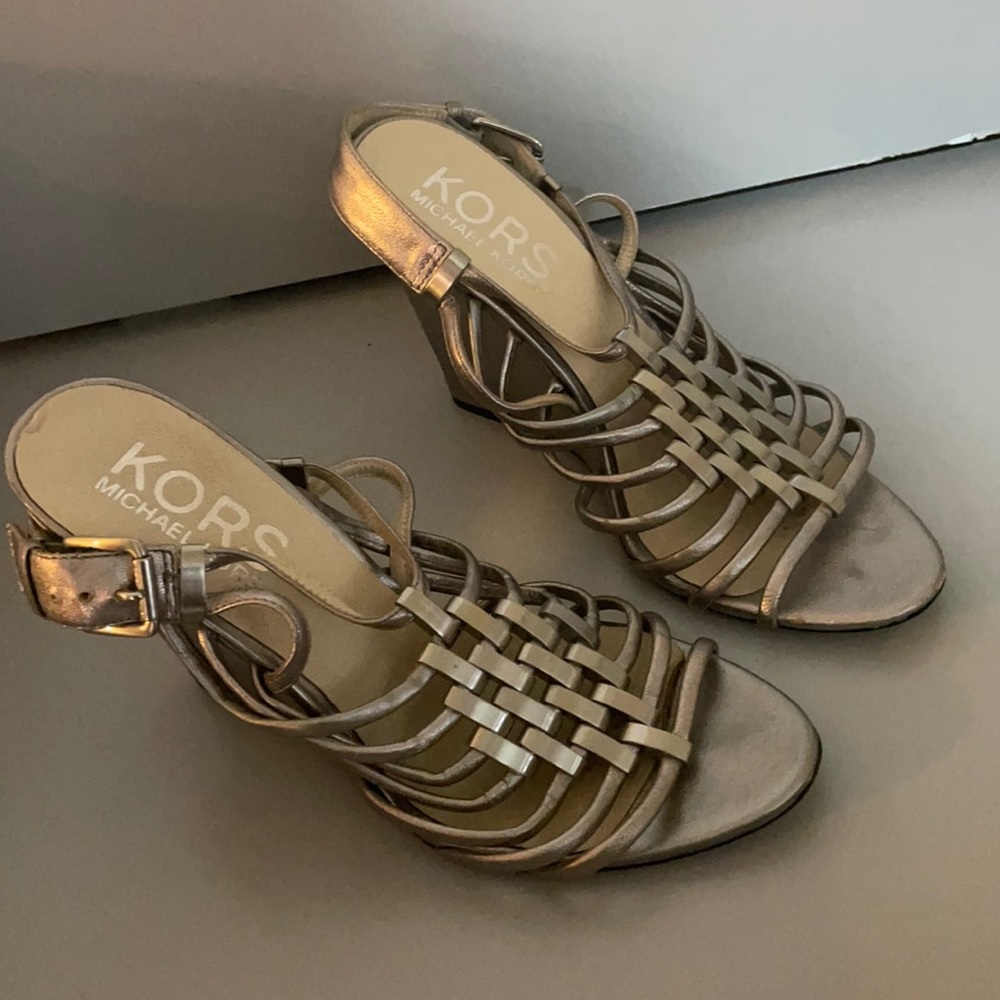 Michael Kors silver strap open toe sandals